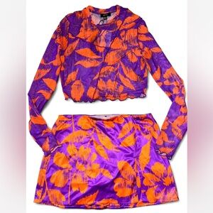 AFRM Purple/Orange Tropical Floral Two-Piece Beachwear Set